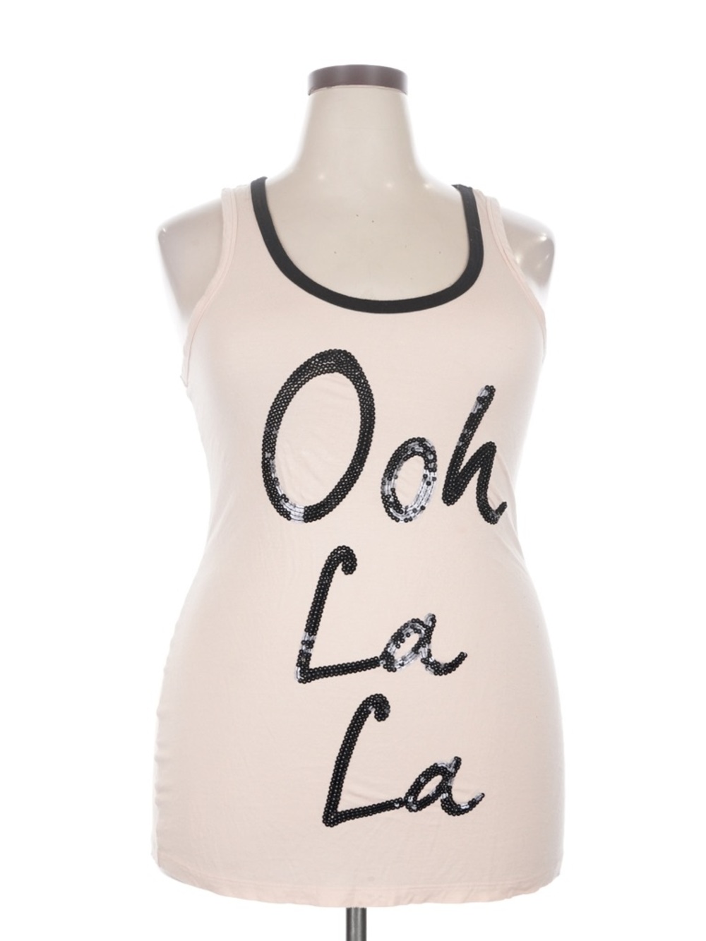 F&F Pink Tank Top with Black Sequin Script